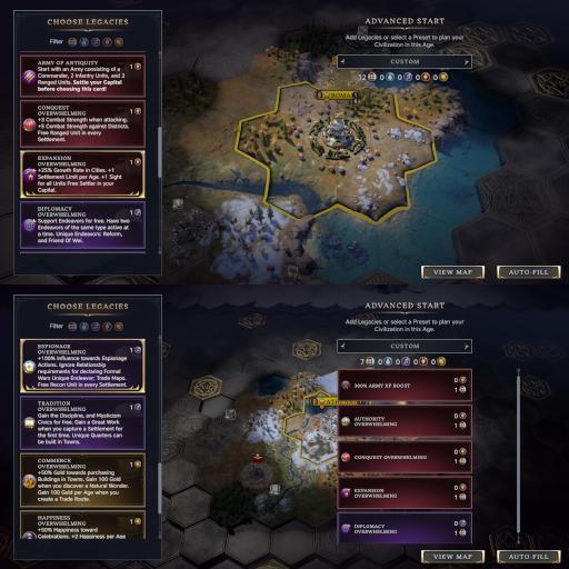 Antiquity advanced-start with Power Overwhelming VII Screenshot of Power Overwhelming VII in-game.